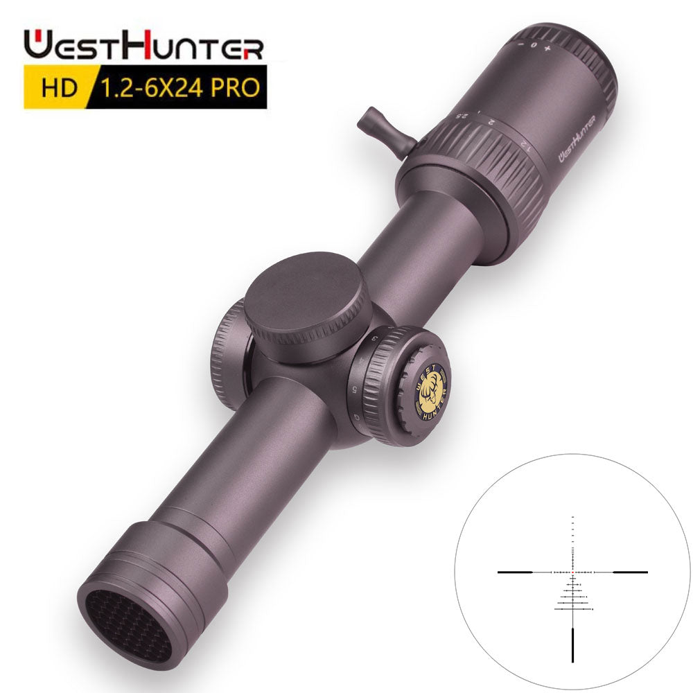 Mira compacta WestHunter HD 1.2-6X24 IR Pro con retícula grabada en vidrio e iluminación roja y verde 